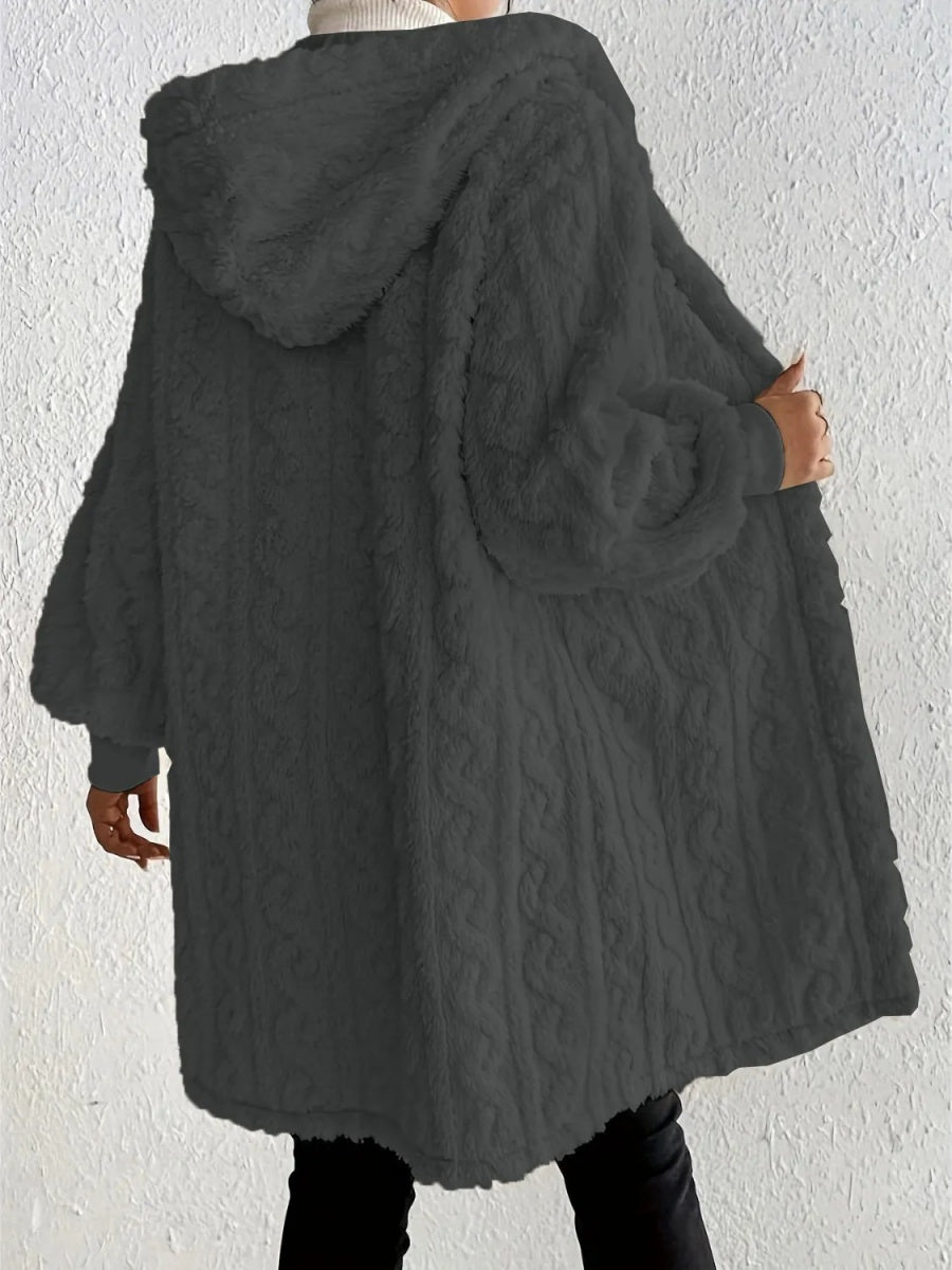 Solid Color Long-sleeved Hooded Loose Plush Jackets