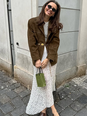 Liber Autumn Women's Buttons Suede Jackets