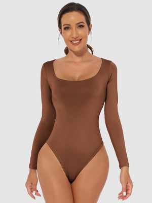 Slim Fit U-neck Long Sleeve Slimming Bodysuit