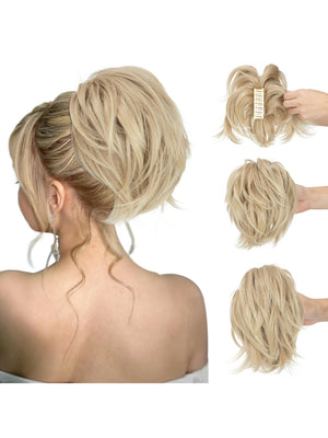 Short, Curled Ponytail Wig With Clip