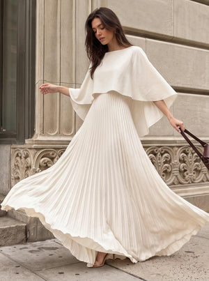 Cloak Batwing Sleeves Crimp Temperament Grace Maxi Dresses
