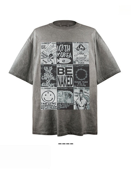 Liber Summer Neutral Printed Graffiti T-shirts