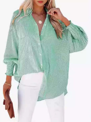 Loose-fit Long Sleeve Stripes Stripes Shirts