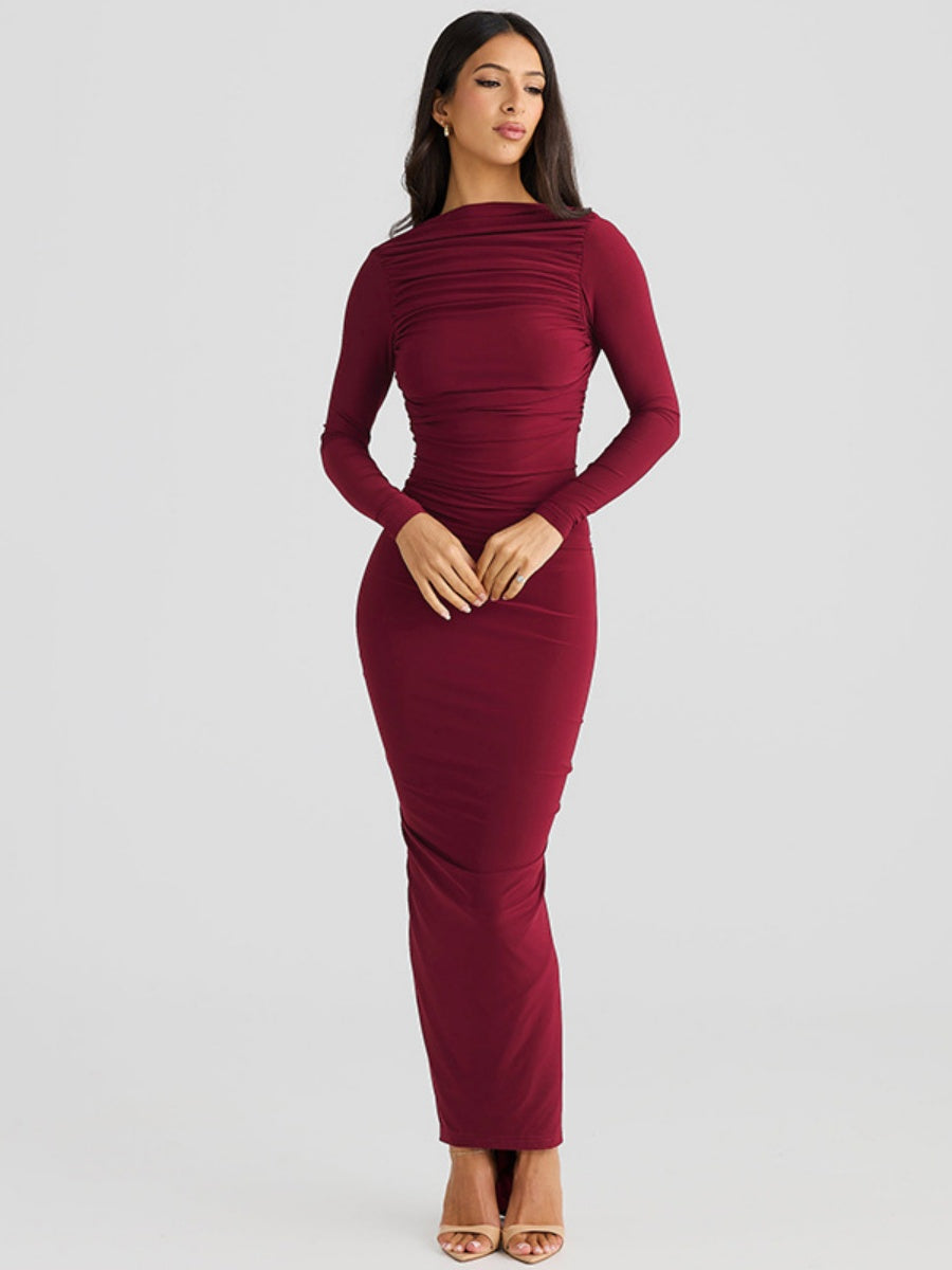 Liber Autumn Women's Backless Pleated Maxi Dresses