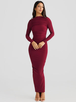 Liber Autumn Women's Backless Pleated Maxi Dresses