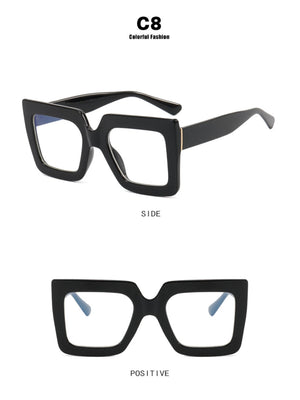 Color-blocked Square Oversized Stylish Glasses