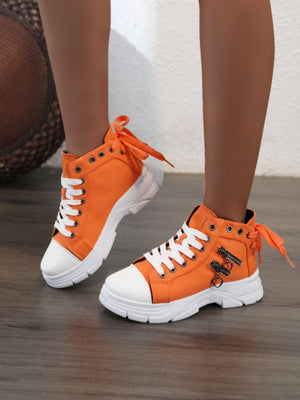 Heart Zipper Denim High-Top Casual Sneakers