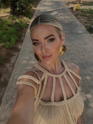 Strappy Off-shoulder Sexy Halter Neck Loose-fitting Vacation Beach Dress