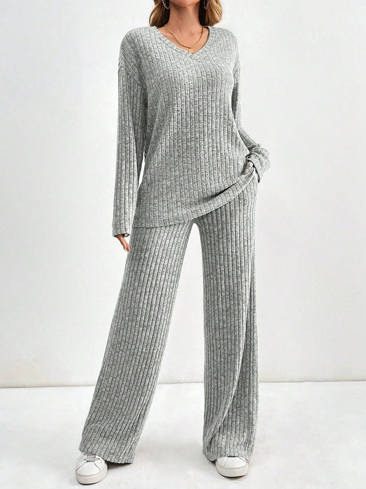 Liber Spring Women's Splicing Solid Color 2-piece Sets