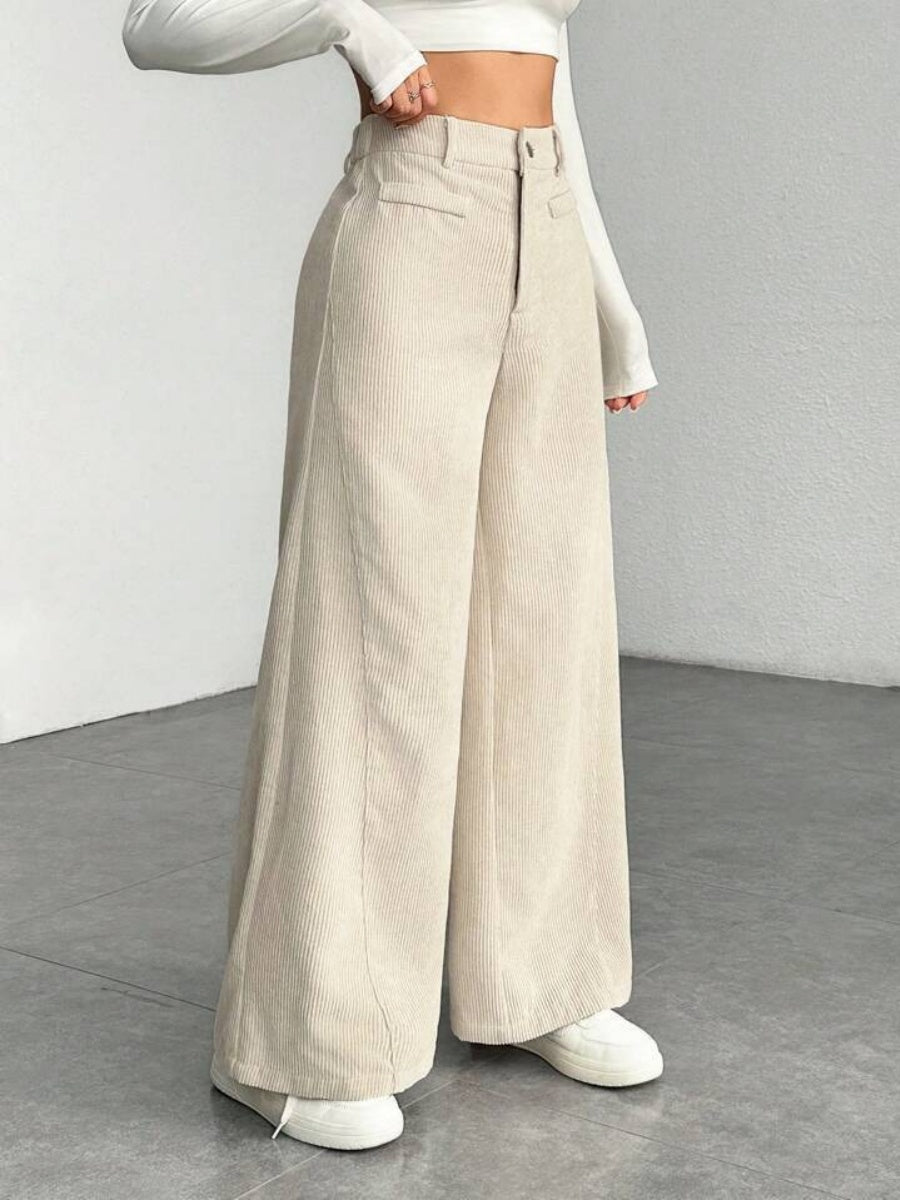 High Waist Loose Slimming Solid Color Wide Leg Pants