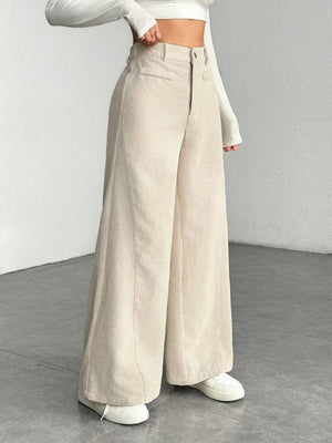 High Waist Loose Slimming Solid Color Wide Leg Pants