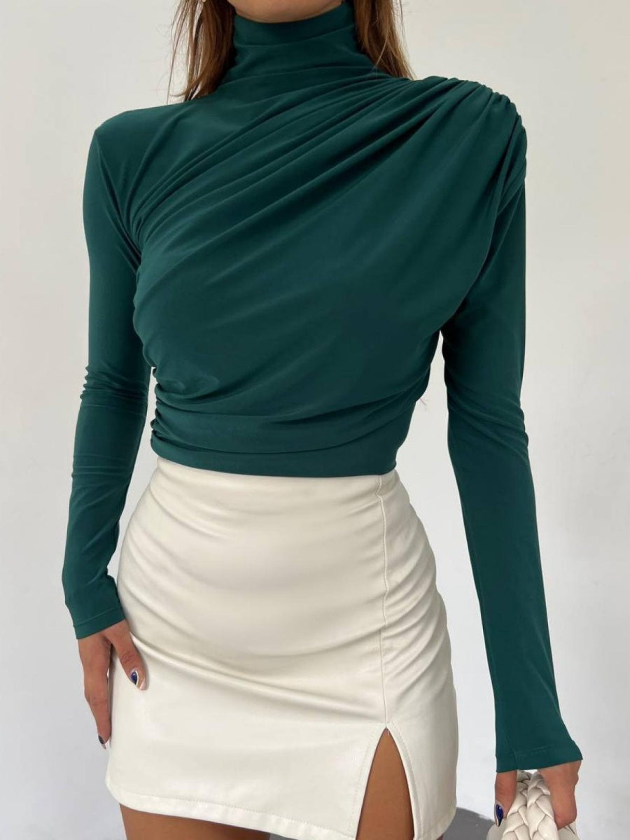 T-shirt à manches longues plissées, sous-vêtement technique, coupe ajustée