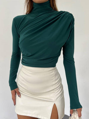 T-shirt à manches longues plissées, sous-vêtement technique, coupe ajustée