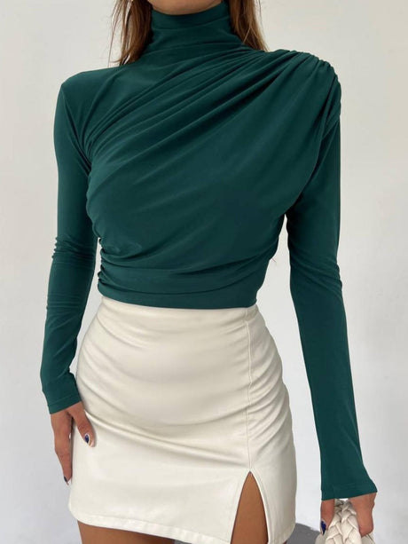 T-shirt à manches longues plissées, sous-vêtement technique, coupe ajustée