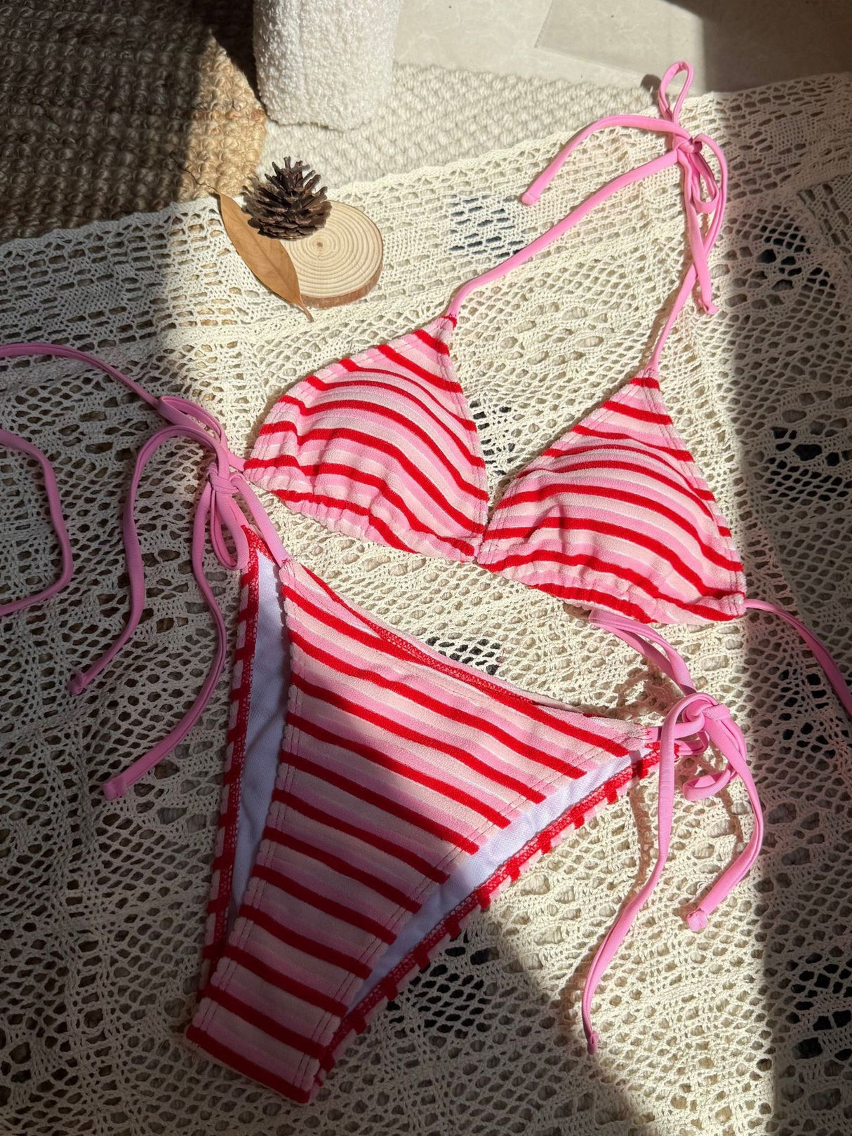 Striped Terry Cloth Sexy Two-piece Bikini