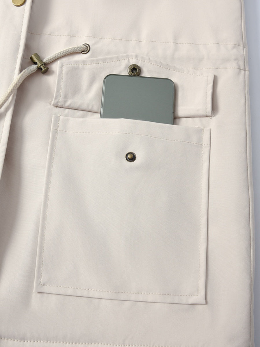 Vest-style Hooded Vests Imitation Lambskin Multi-pocket Sleeveless Workwear Jacket/windbreaker