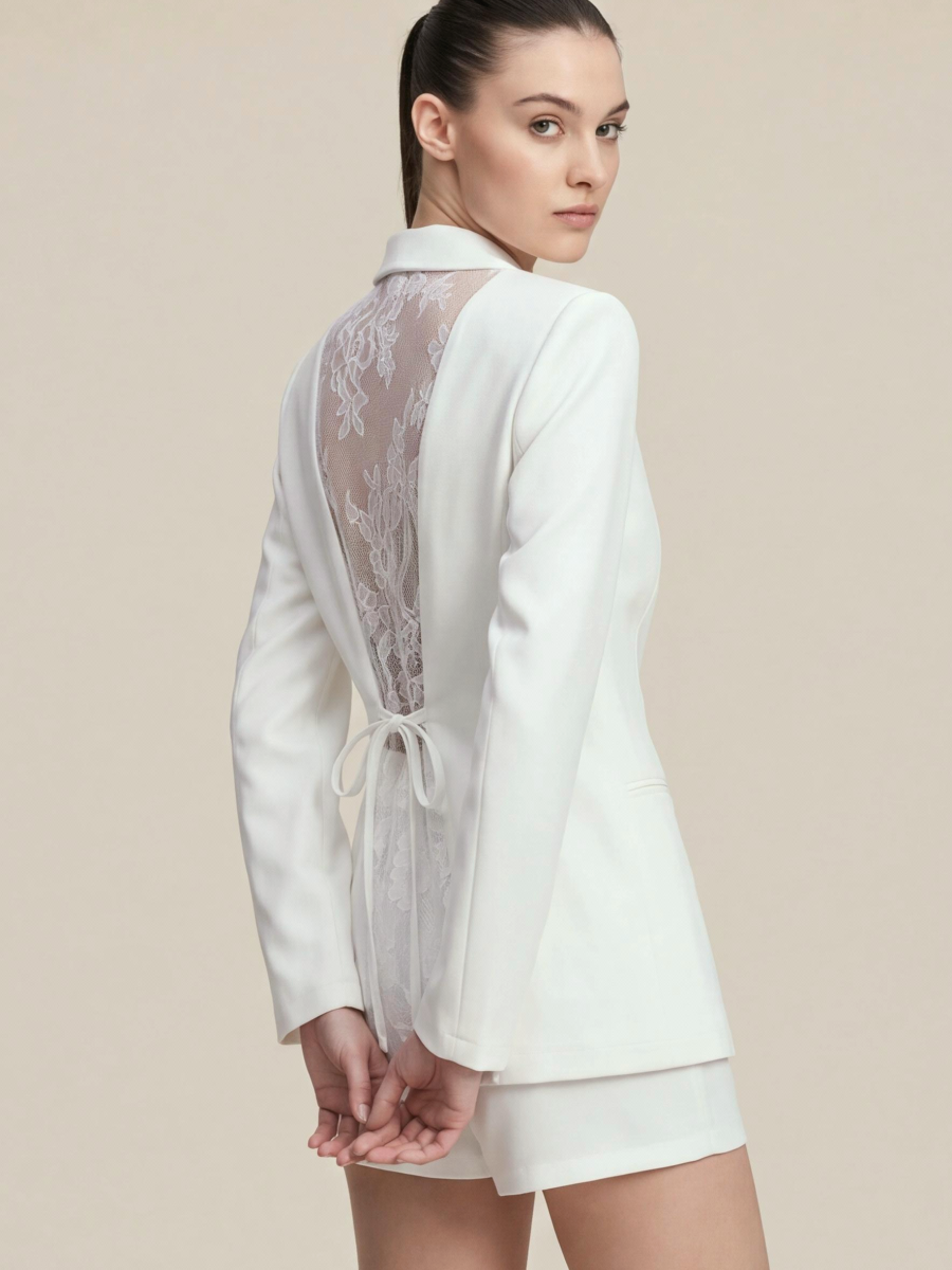 Backless Lace Solid Color Blazers