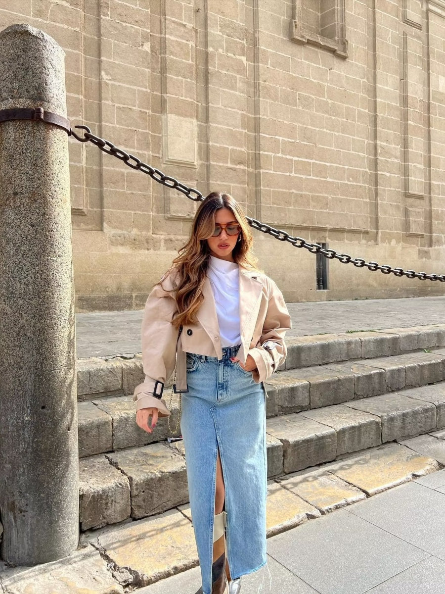 Liber Autumn Women's Buttons Trench Coats
