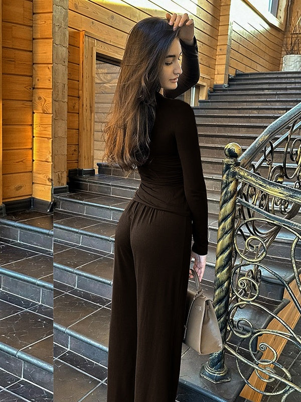 Liber Autumn Women's Splicing Solid Color 2-piece Sets