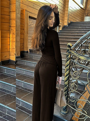 Liber Autumn Women's Splicing Solid Color 2-piece Sets