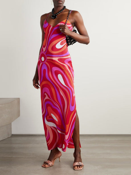 Slit Simplicity Printed Maxi Dresses