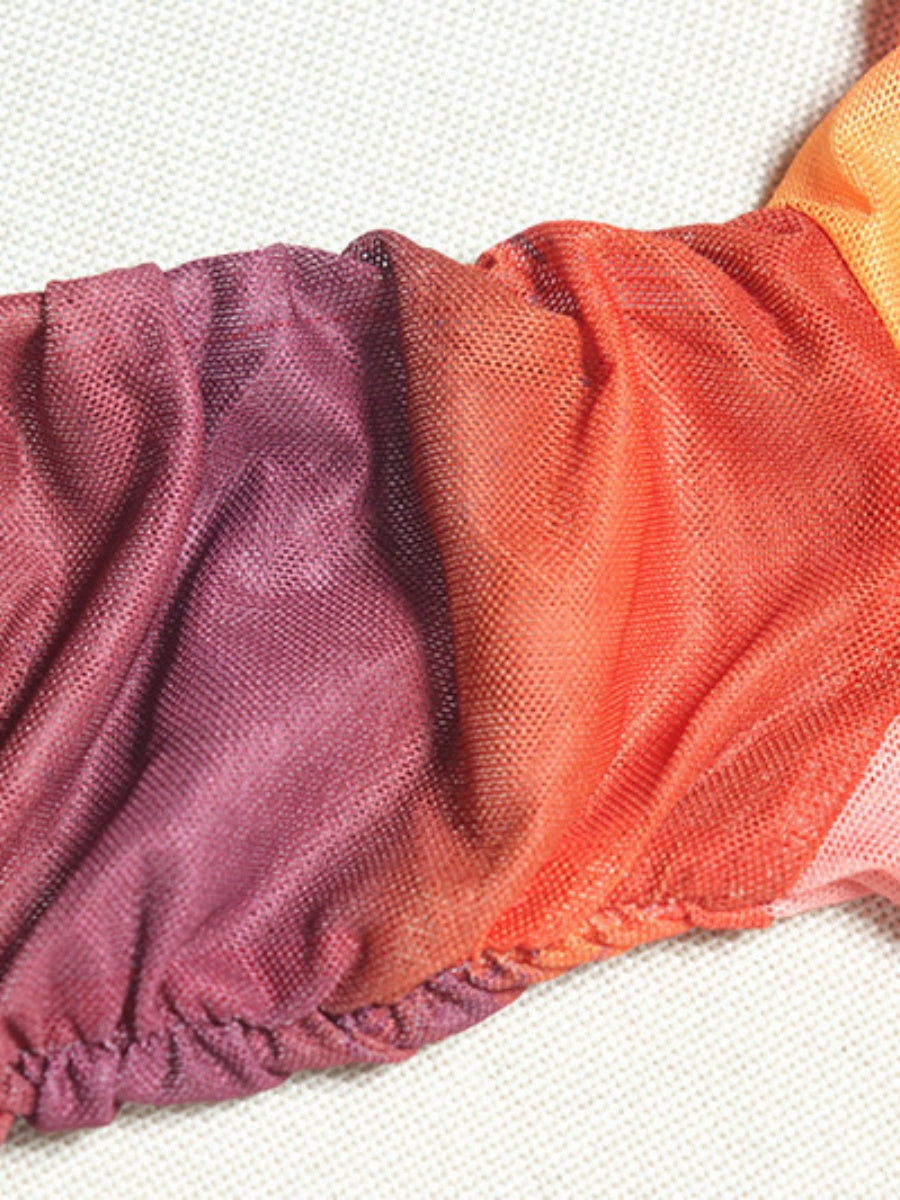 【SHIP AS USUAL】 Print Flared Long Sleeves Crew Neck Hip-hugging Maxi Dresses