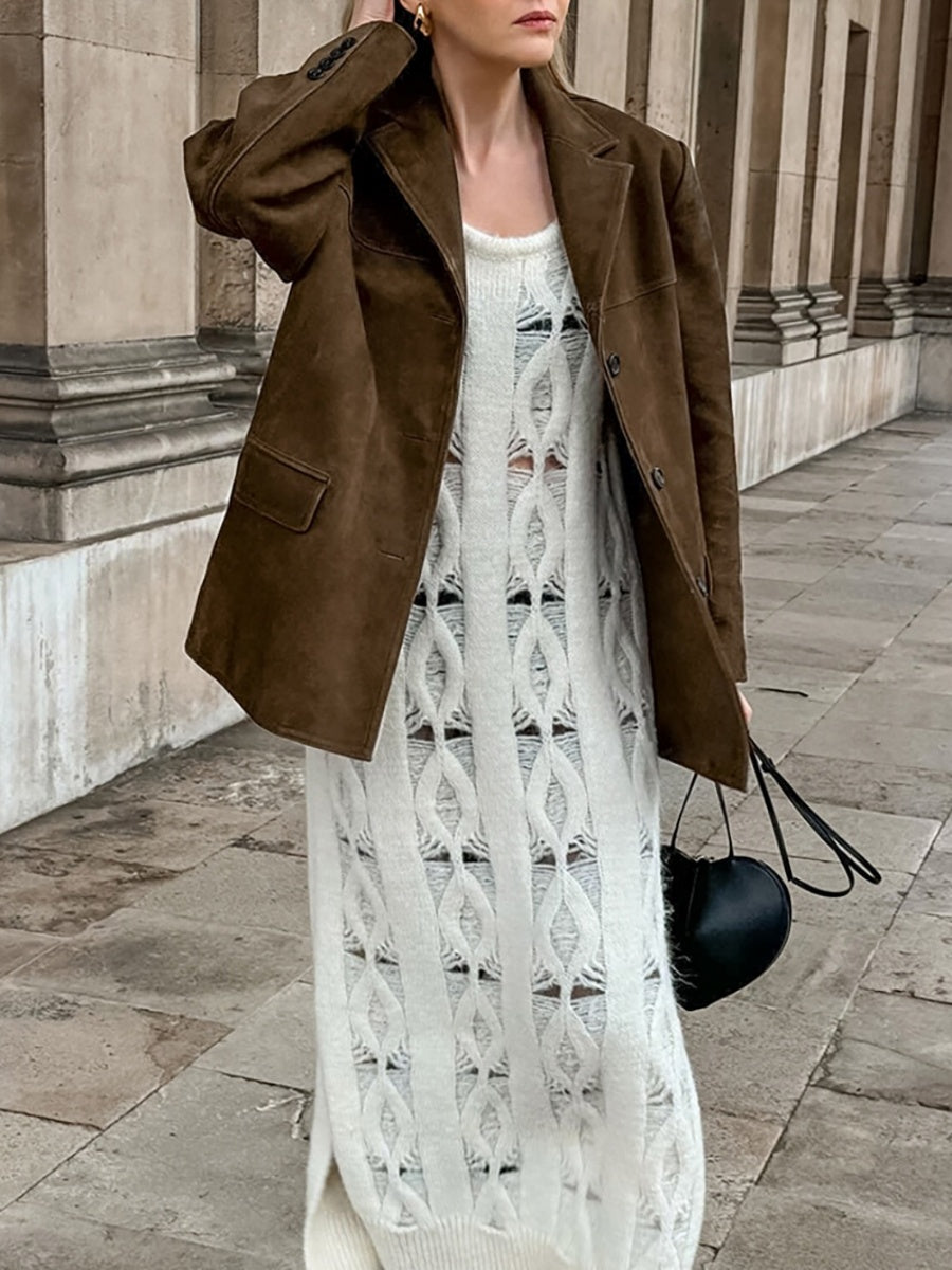 Liber Autumn Women's Buttons Suede Jackets