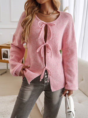 Lace up Bow Hollow Sweaters