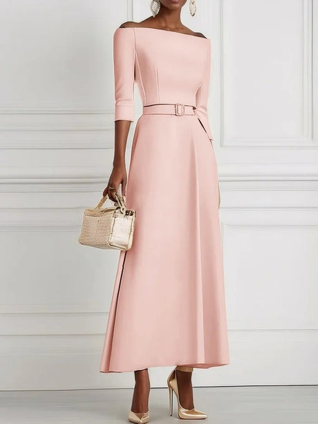 Waist-cinching Off-shoulder Long Dress