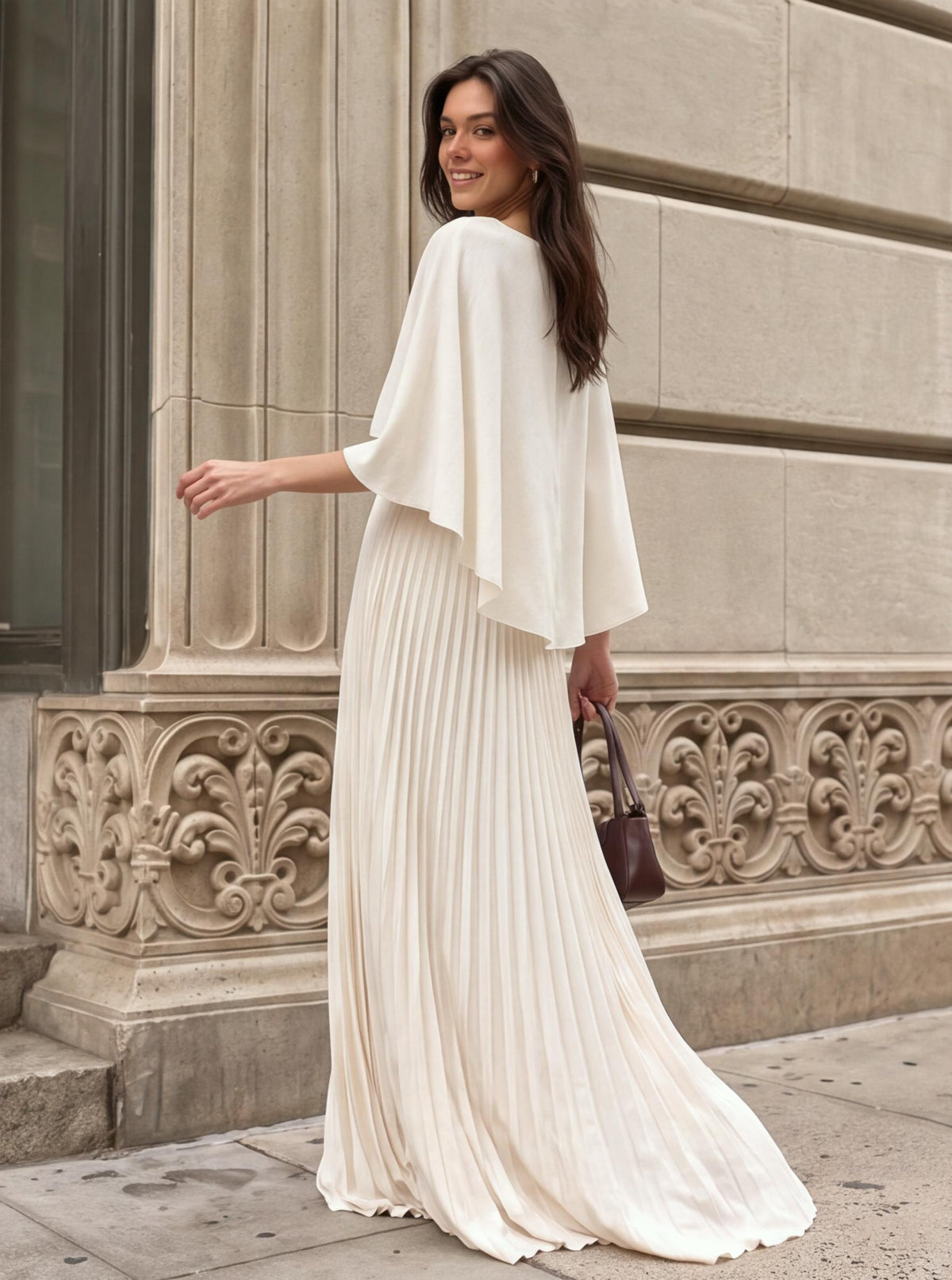 Cloak Batwing Sleeves Crimp Temperament Grace Maxi Dresses