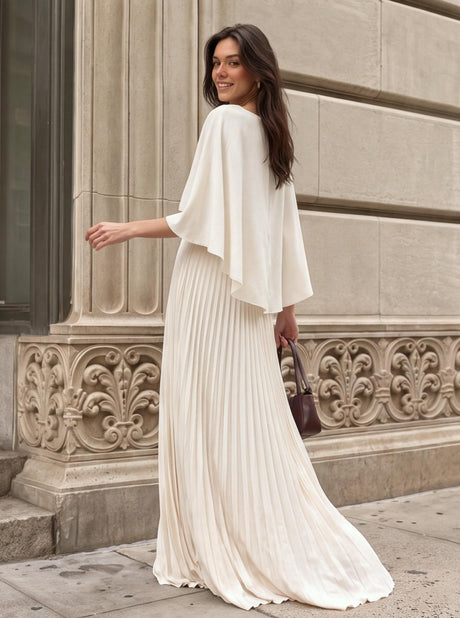 Cloak Batwing Sleeves Crimp Temperament Grace Maxi Dresses