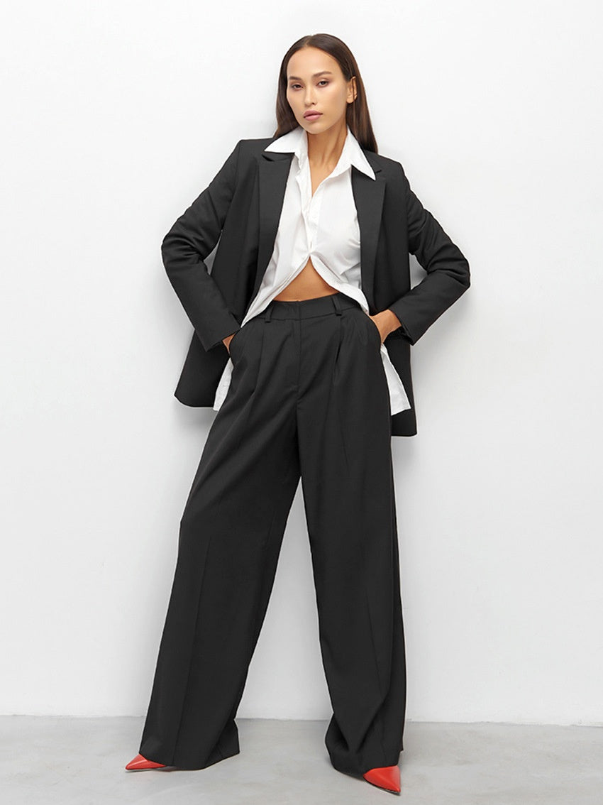 Casual, Slimming, High-waisted, Floor-length Suit Pants