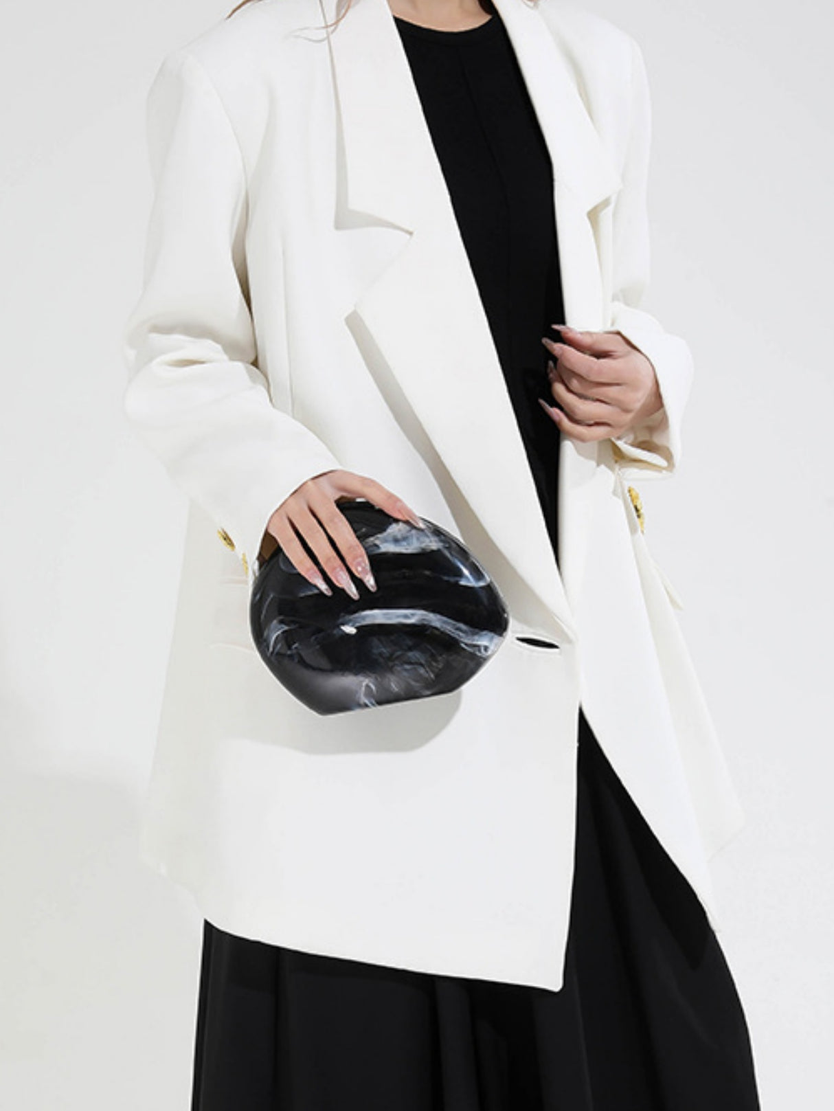 Oval Acrylic Seashell Evening Crossbody Bag