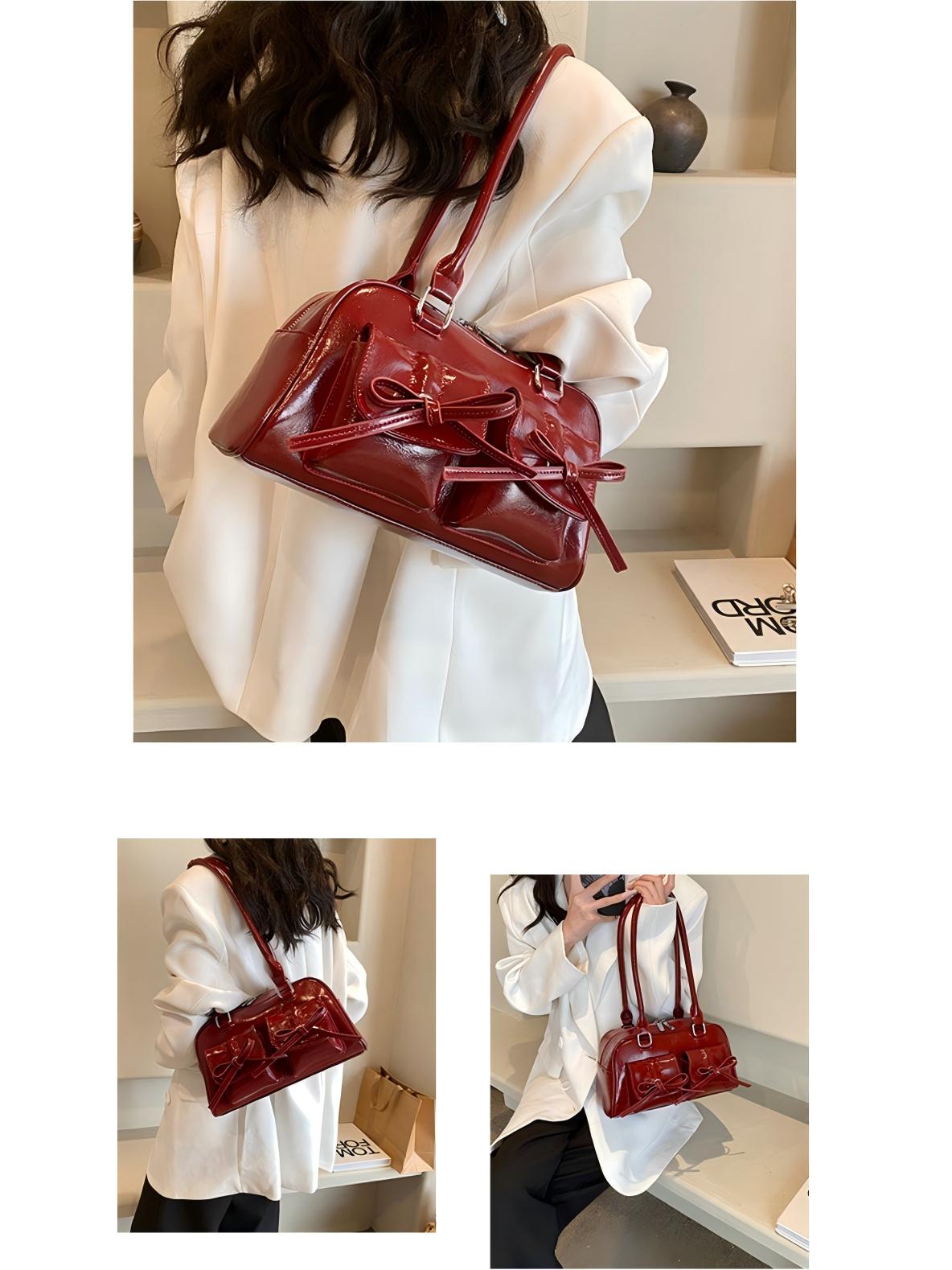 Bow-knot Horizontal Square Zipper Handbag