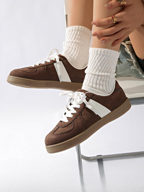 Retro Color-blocked German Training Shoes And Sneakers