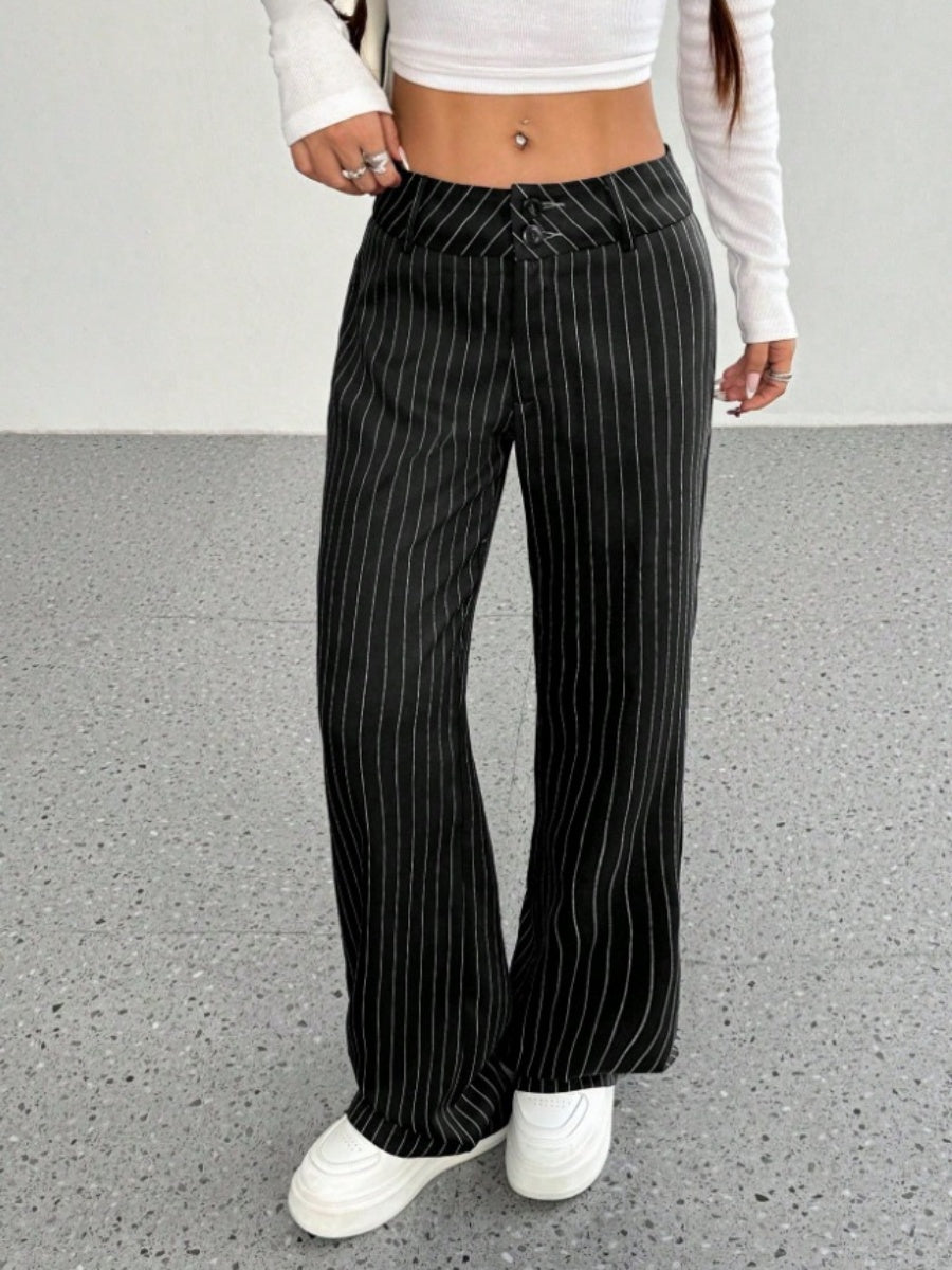 Slim Fit Stripes Trumpet Pants
