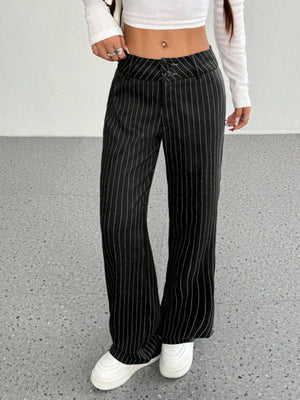 Slim Fit Stripes Trumpet Pants