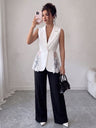 Lace Sleeveless Suit Splicing Hollow Vests