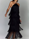 Halter Tassel Backless Cross Maxi Dresses