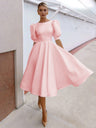 Big Swing Short Sleeve Solid Color Grace Midi Dresses