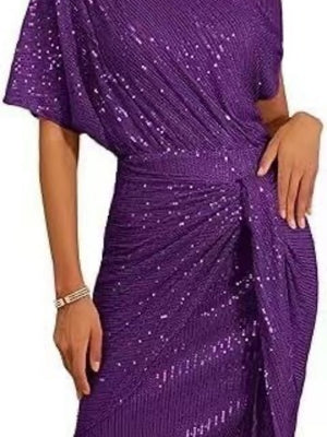 Sloping Shoulders Sequins Bandage Parties Mini&Short Dresses