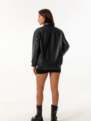 Street Cool Loose Pocket Leather Jacket
