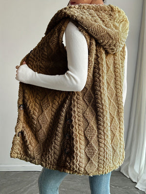 Solid Color Double-sided Plush Hooded Button Vests