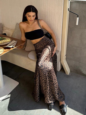 Leopard Print Hip Fishtail Skirts