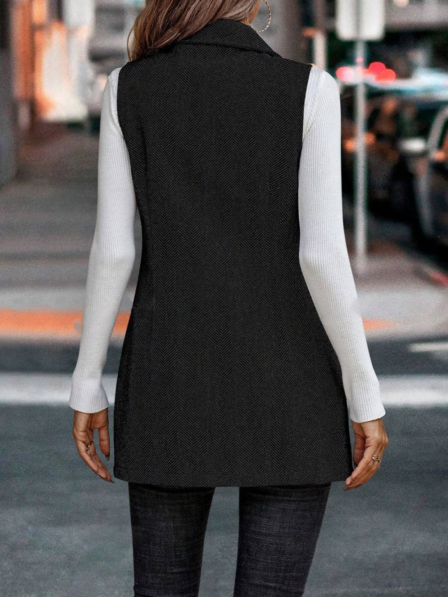 Splicing Herringbone Pattern Suit Sleeveless Vest