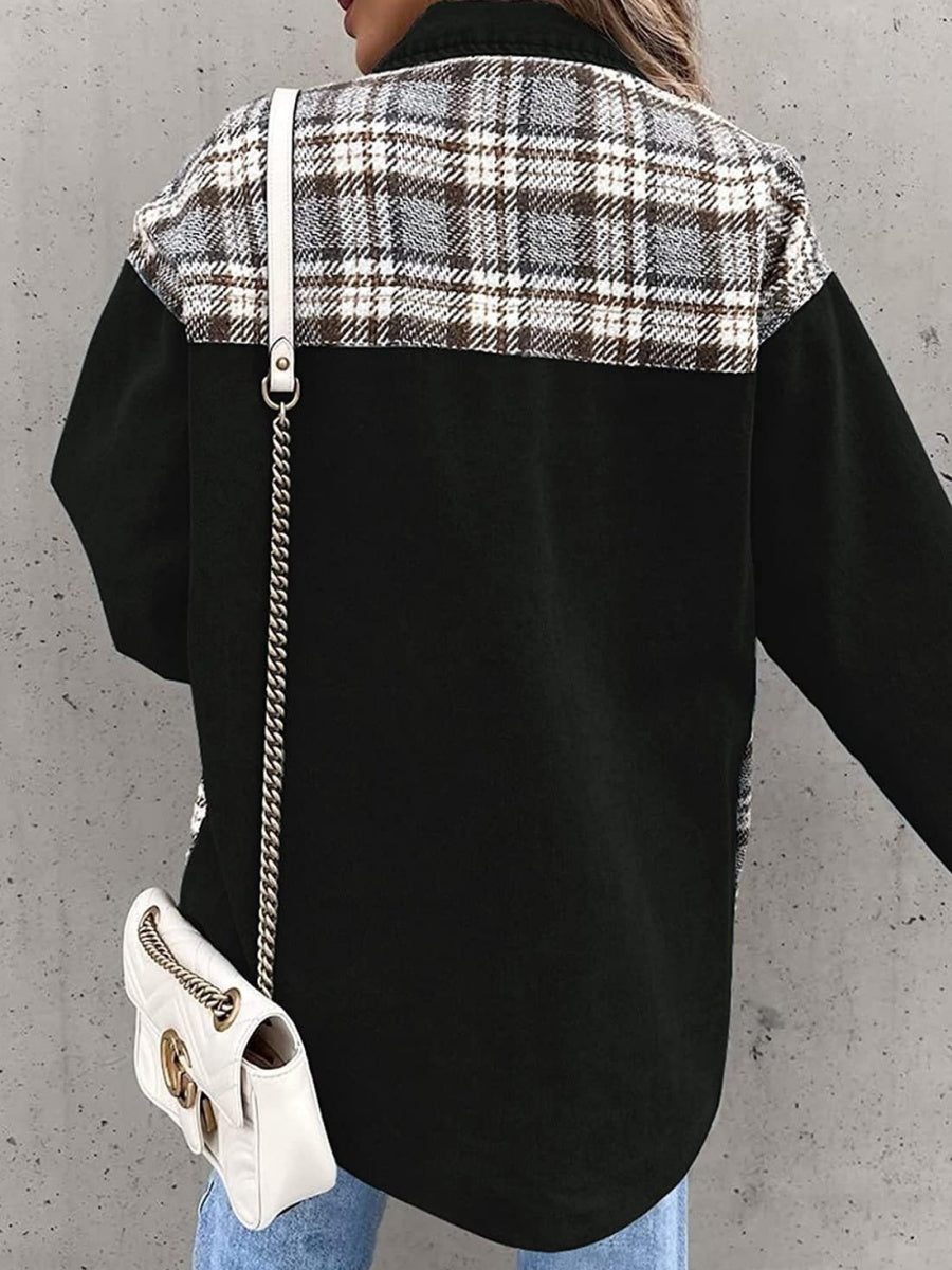 Liber Autumn Women's Contrasting colors Plaid Jackets