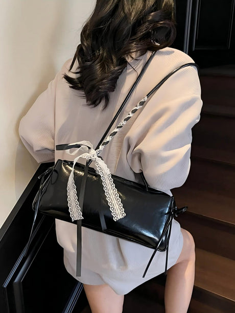 Simple Ballet-style Baguette Shoulder Bag