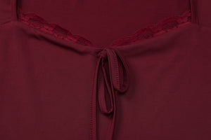 Lace Trim Square Neck Slimming Top