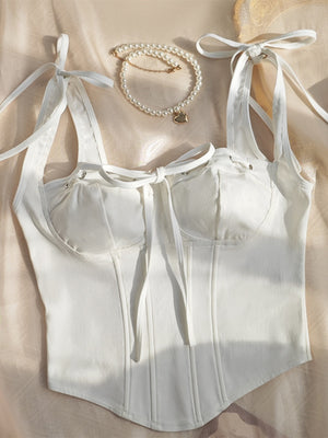 Lace Up Solid Color Camisoles