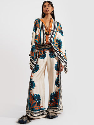 Stand-up Collar Irregular Top And Trousers Two-piece Set